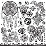 Set of ornamental Indian elements and symbols