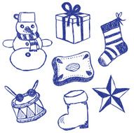 Christmas symbols doodles set N2