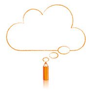 Orange Pencil Drawing Flat Cloud Thought Balloon N2