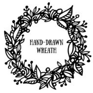 Hand-drawn floral wreath N3