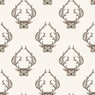 Zentangle stylized deer seamless pattern Hand Drawn vector illu
