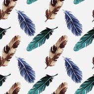 Watercolor seamless pattern with feathers