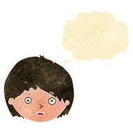cartoon unhappy boy with thought bubble N66