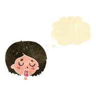cartoon woman with eyes closed thought bubble N11