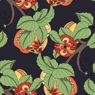 Vector Seamless Colored Apple Tree Pattern N4