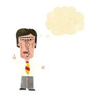 cartoon grumpy boss with thought bubble N11