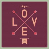 Retro love card with heart and arrows N2