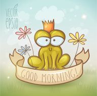 Card template with vintage ribbon and frog