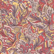 Abstract hand-drawn wave floral pattern N88