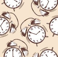 Alarm clock sketch seamless pattern