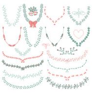 Hand-Drawn Floral Wreaths Laurels