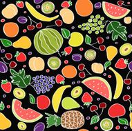 Seamless vector doodle cartoon pattern of summer fruits