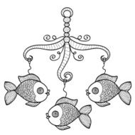 Hand drawn Baby Crib Hanging Mobile Toy N2