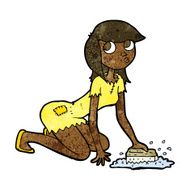 cartoon cinderella scrubbing floors N13