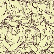 Vector seamless hand drawn natural decorative floral ornamental pattern N3