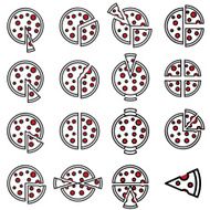 Pizza market share icons set