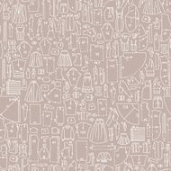 Seamless doodle pattern with clothes and sewing patterns N2