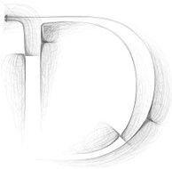 Hand draw font LETTER D Vector illustration