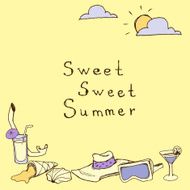 Hand drawn vector set - summer beach acsessories