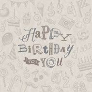 Hand drawn Happy Birthday greeting card N2