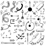 Doodle arrow icons set with spiral square circle and triangle N8