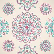 Ornamental round lace seamless pattern