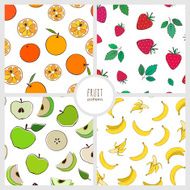 four seamless patterns with fruits