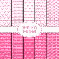 Set of pink romantic seamless pattern with hearts Wrapping paper