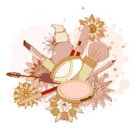 Beauty Make Up Tools Art Drawing Vector Illustration