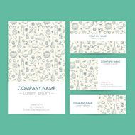 Vector Business Set Template with Hand Drawn Marine Illustration