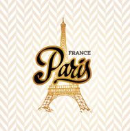 Eiffel tower parisian symbol hand drawn illustration Art Deco style