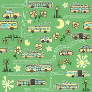 Seamless pattern with buses and trolleybuses N2