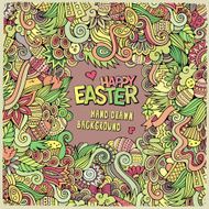 Doodles abstract decorative Easter vector frame N6