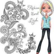 Vector fashion hipster girl N4