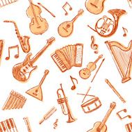 Vector Seamless Pattern of Musical Instriments N4