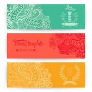 Vector stylish floral banners Bright doodle cartoon cards in ve