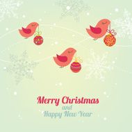 Birds with christmas balls