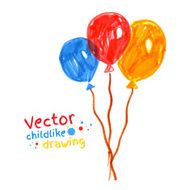 Felt pen childlike drawing of balloons