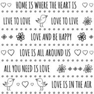 Love quotes vector seamless pattern in black and white