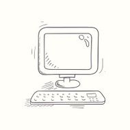 Sketched desktop computer icon