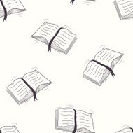 Sketched open book seamless pattern