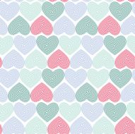 doodle seamless pattern with hearts on white background Optical illusion