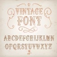 Vintage hand written vector font N6