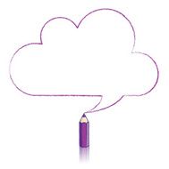 Purple Pencil Drawing Cloud Speech Balloon