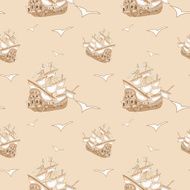 Pirate ship seamless pattern N2
