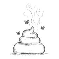 Vector Sketch Illustration - Shit Bunch of Crap with Flies