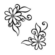 Beautiful Decorative Flower with Leaves (Vector) N6