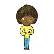 cartoon woman making Who Me? gesture N75