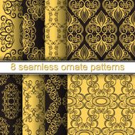 Vector Set of 8 Seamless Ornate Patterns N5