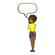 cartoon businesswoman ignoring with speech bubble N12